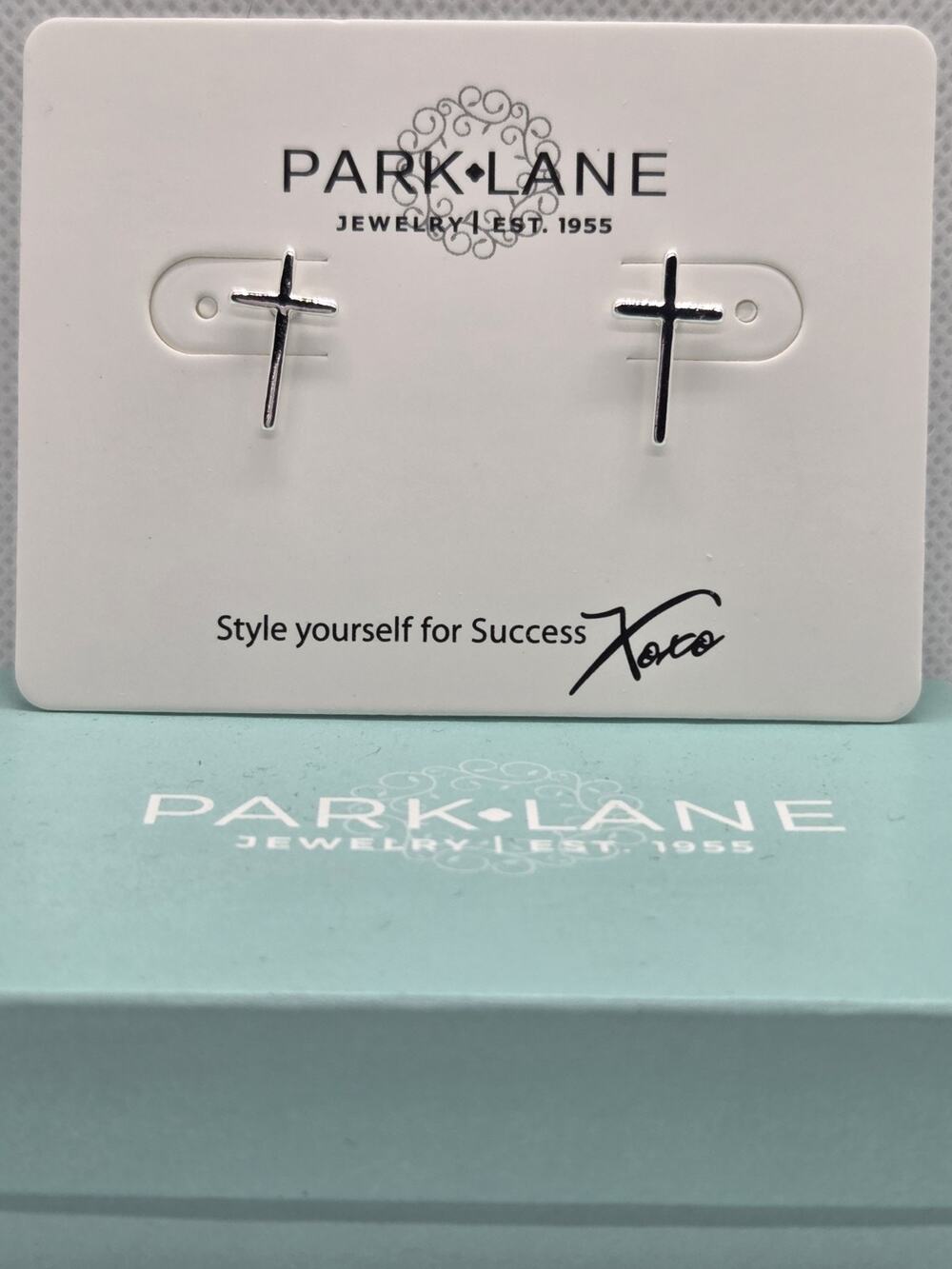 Park Lane ETERNITY Pierced Stud Earrings Silver Tone Cross Post